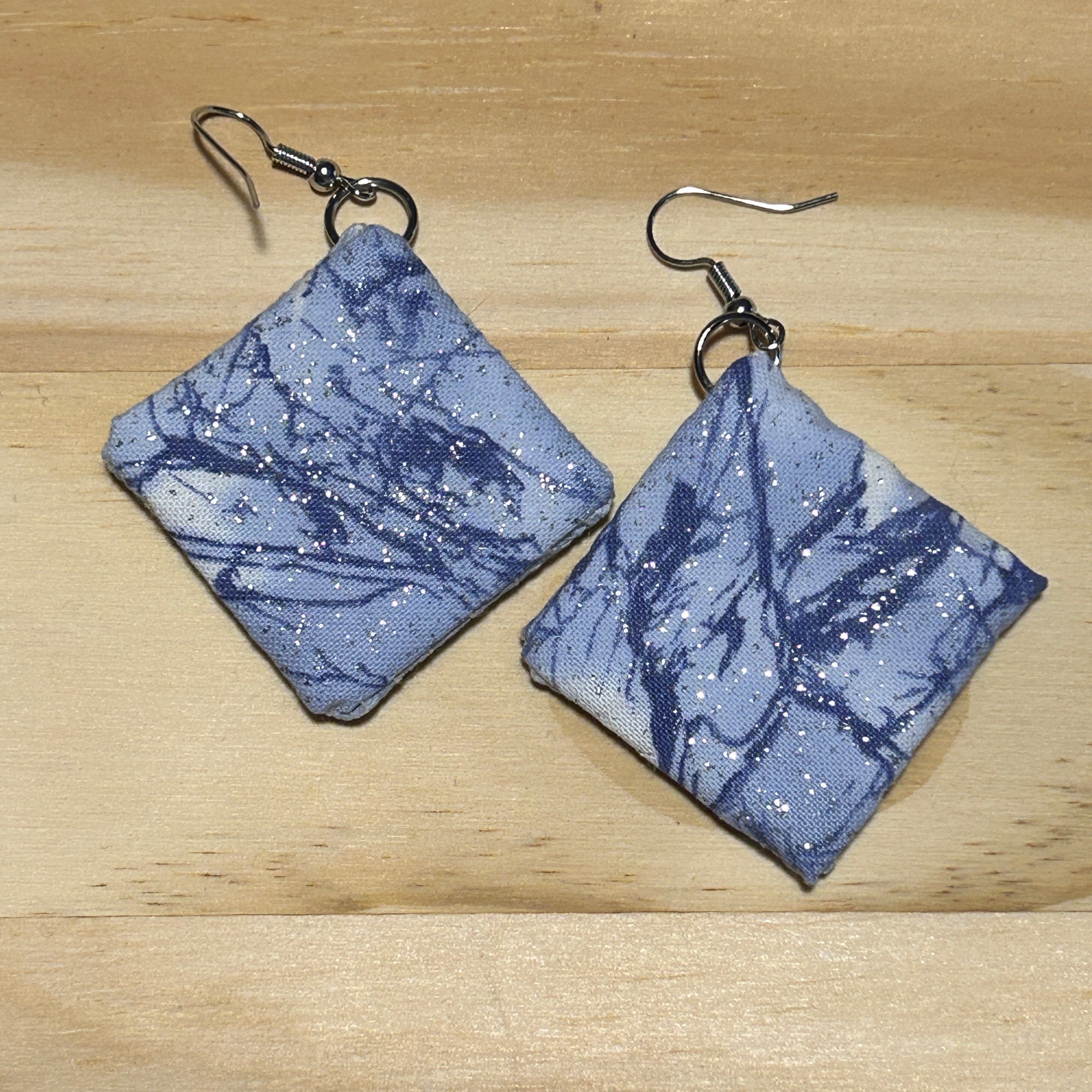 Scandi Snowflake Earrings - blue metallic on light blue