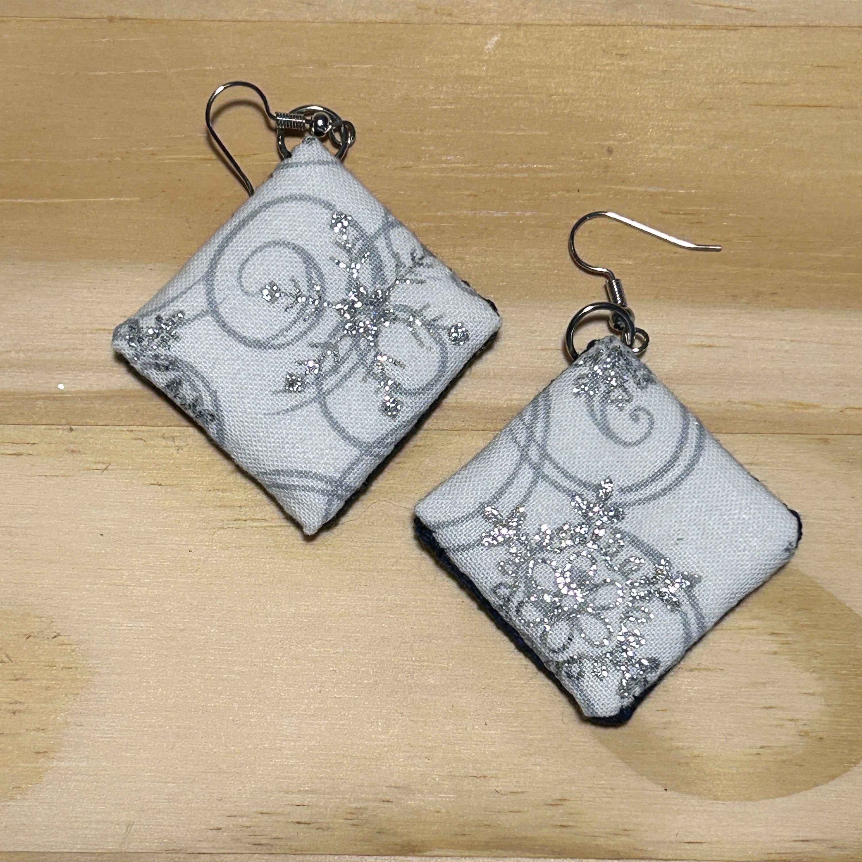 Scandi Snowflake Earrings - white on dark blue