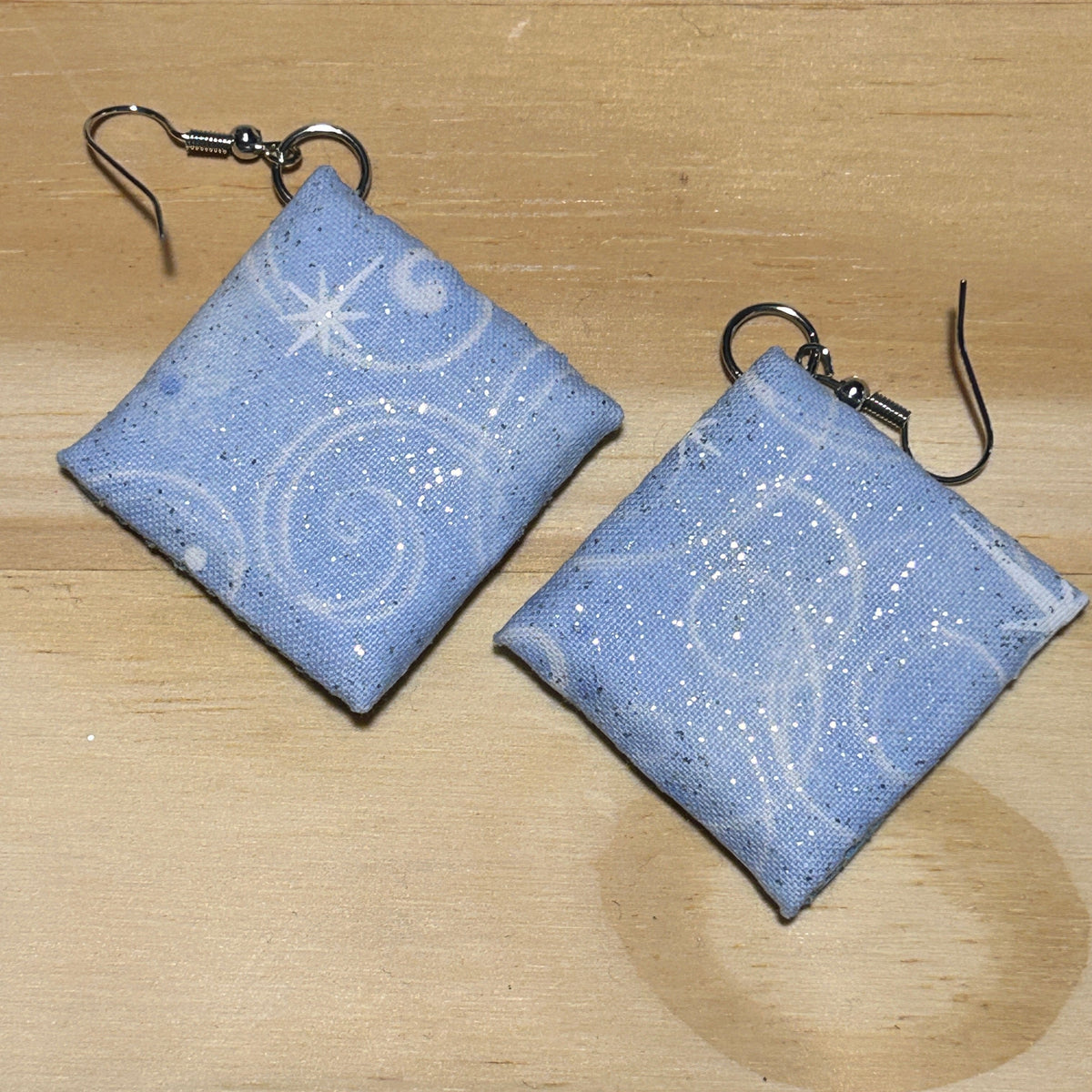 Scandi Snowflake Earrings - blue metallic