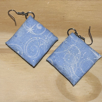 Scandi Snowflake Earrings - blue metallic