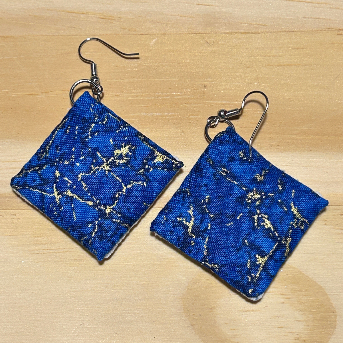 Scandi Snowflake Earrings - bright blue on white