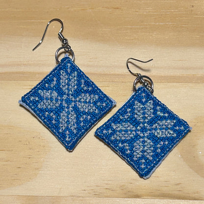 Scandi Snowflake Earrings - white on glittery aida