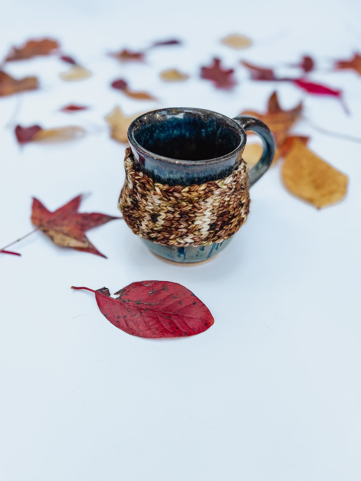 Hand-dyed merino mug cozy