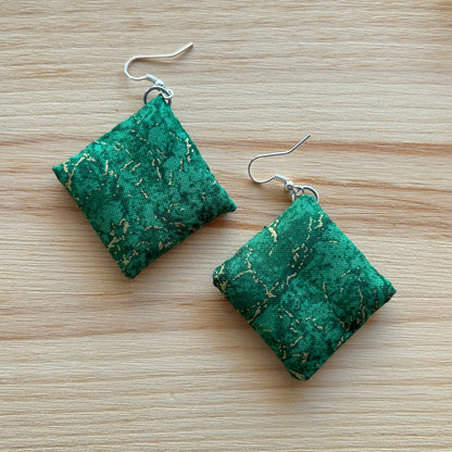 Scandi Snowflake Earrings - white on green