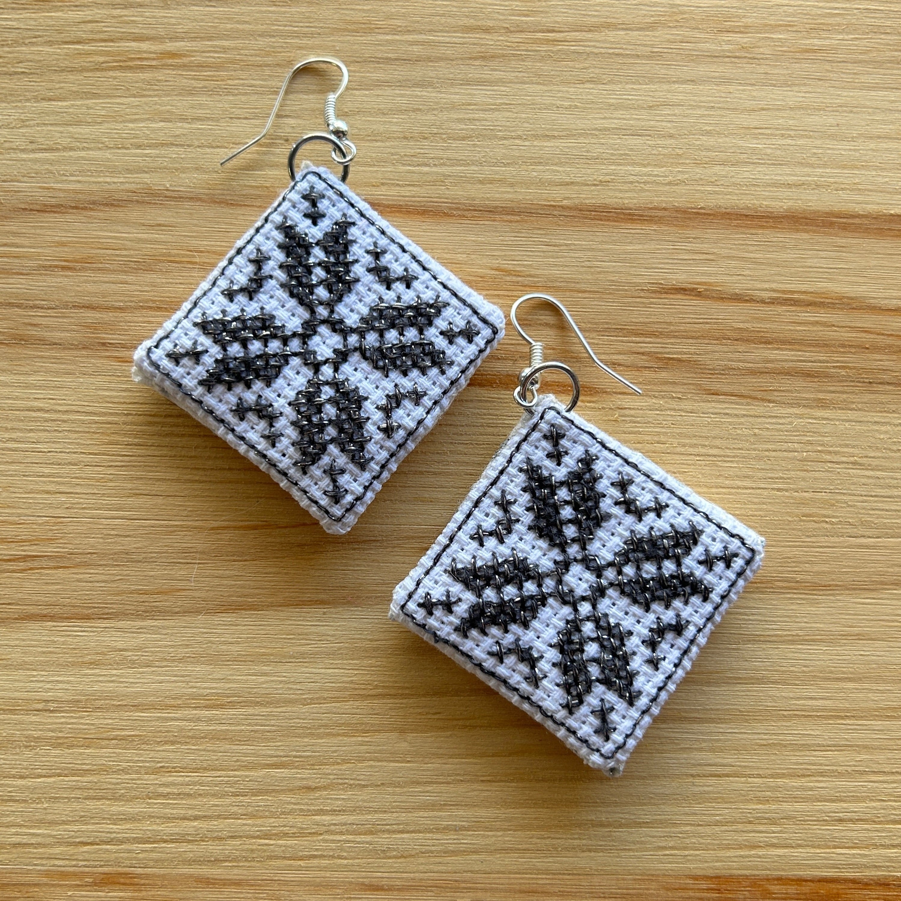 Scandi Snowflake Earrings - black on white