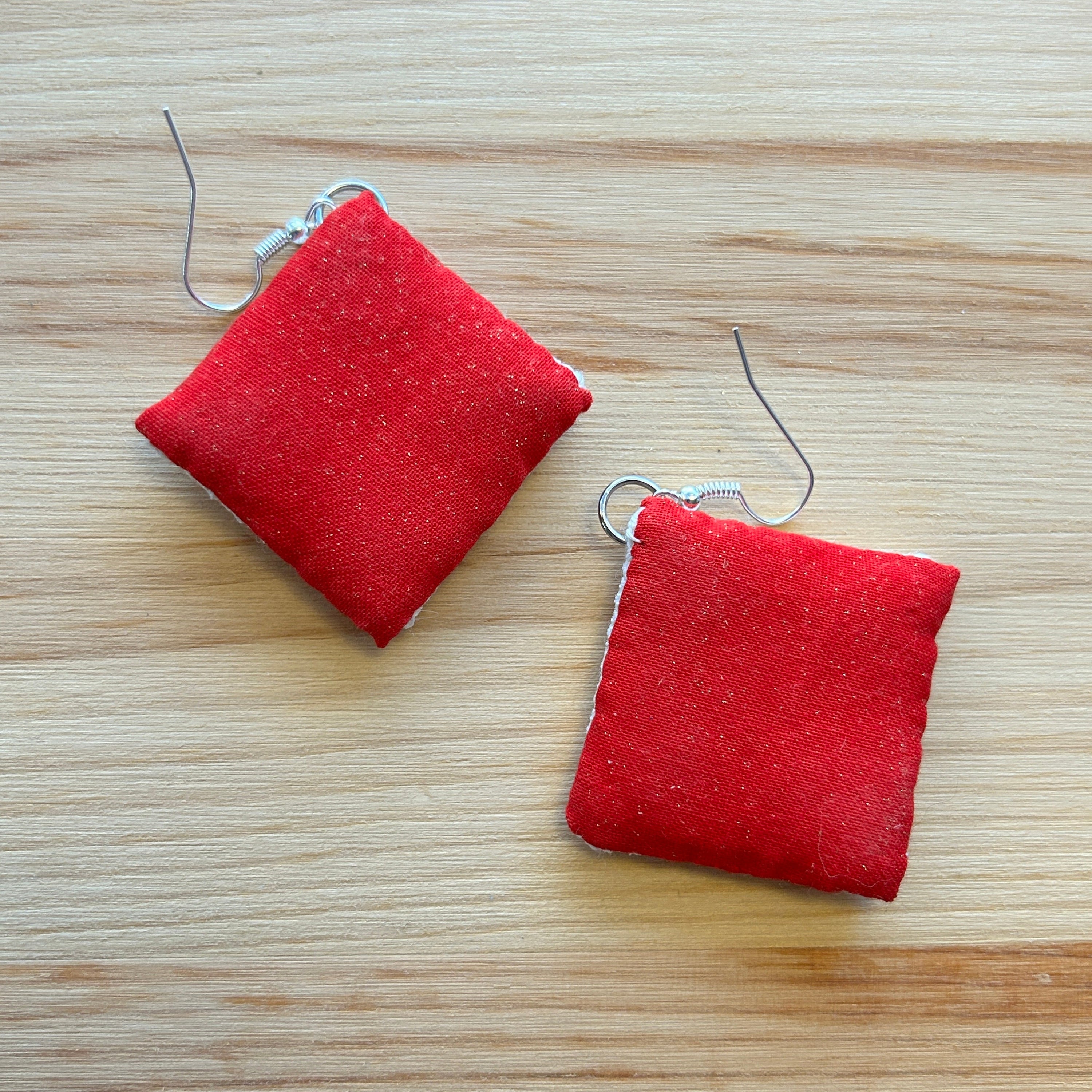 Scandi Snowflake Earrings - red metallic on white