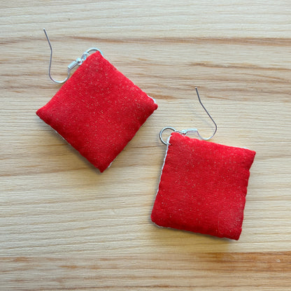 Scandi Snowflake Earrings - red metallic on white