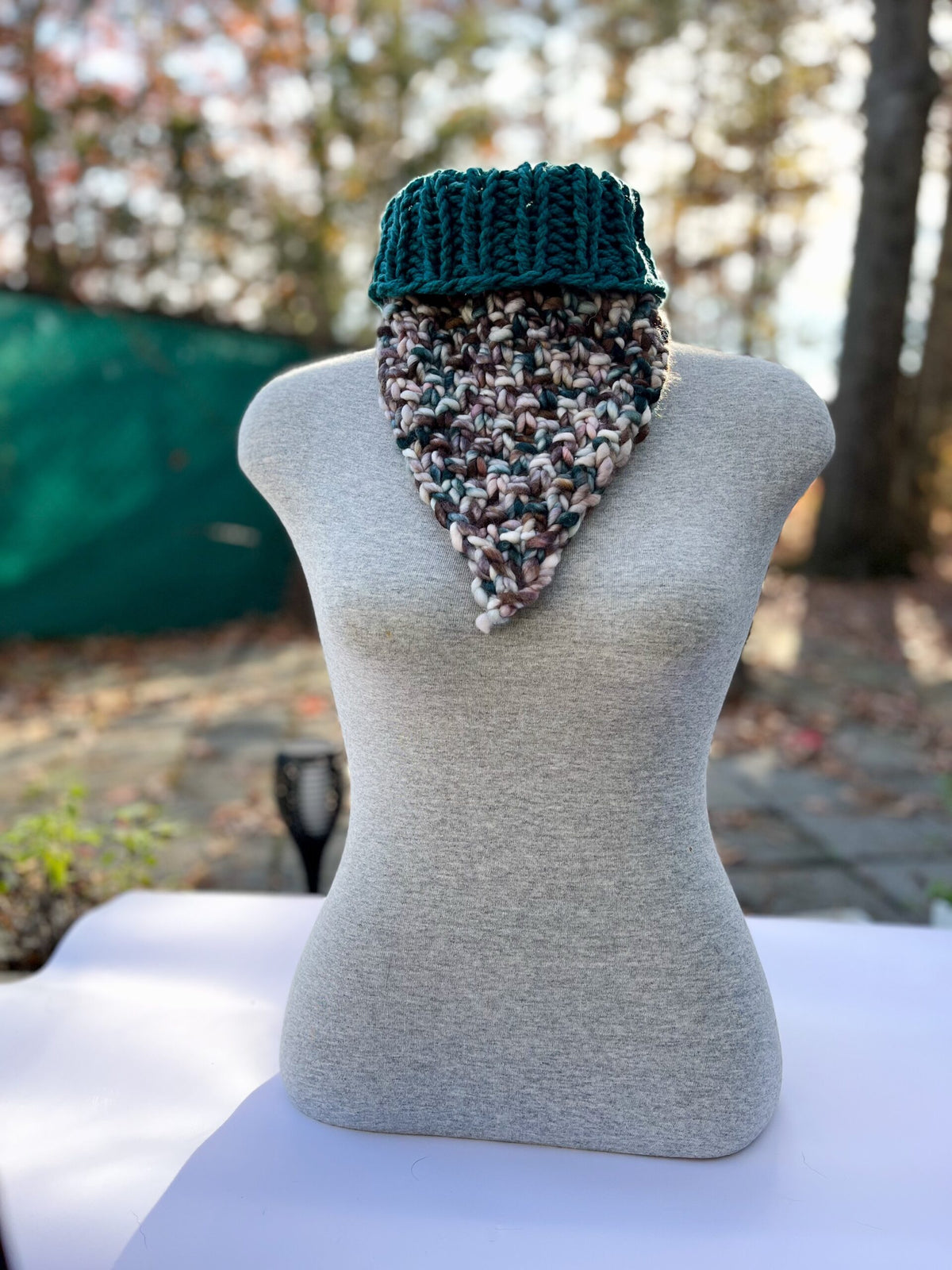 Chunky hand-dyed merino bandana cowl