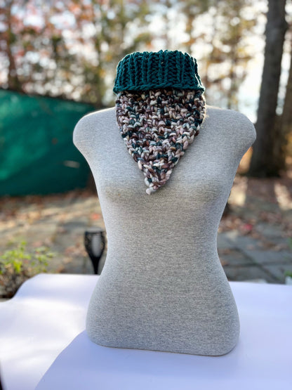 Chunky hand-dyed merino bandana cowl