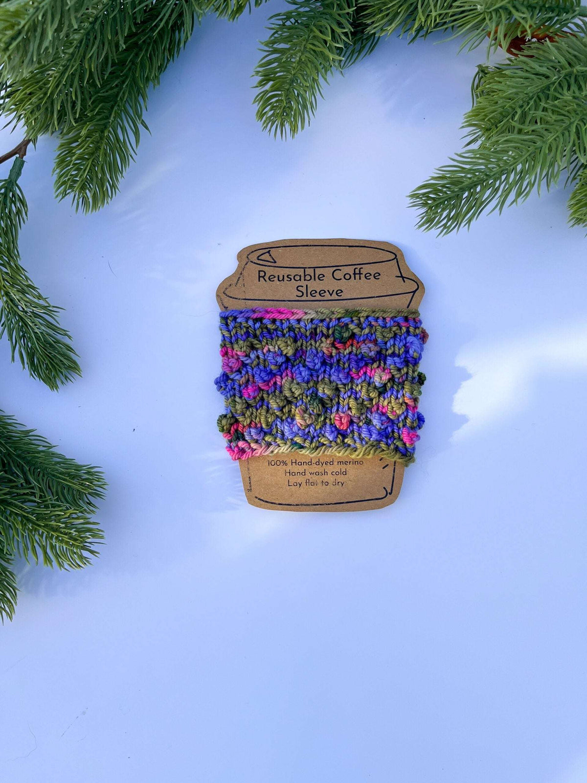 Hand-dyed merino reusable coffee sleeve