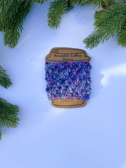 Hand-dyed merino reusable coffee sleeve