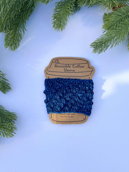Hand-dyed merino reusable coffee sleeve