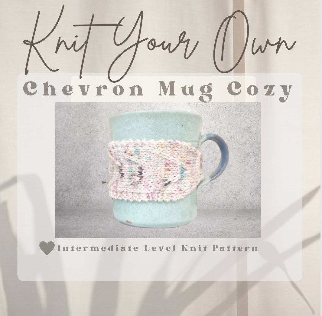 Knitting pattern: Chevron Mug Cozy - DIGITAL DOWNLOAD