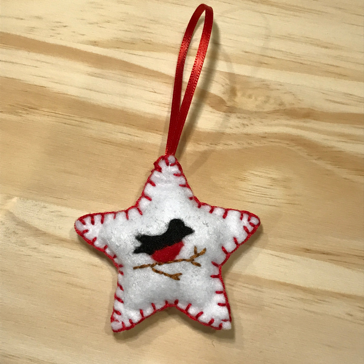 Bullfinch felt Christmas ornament