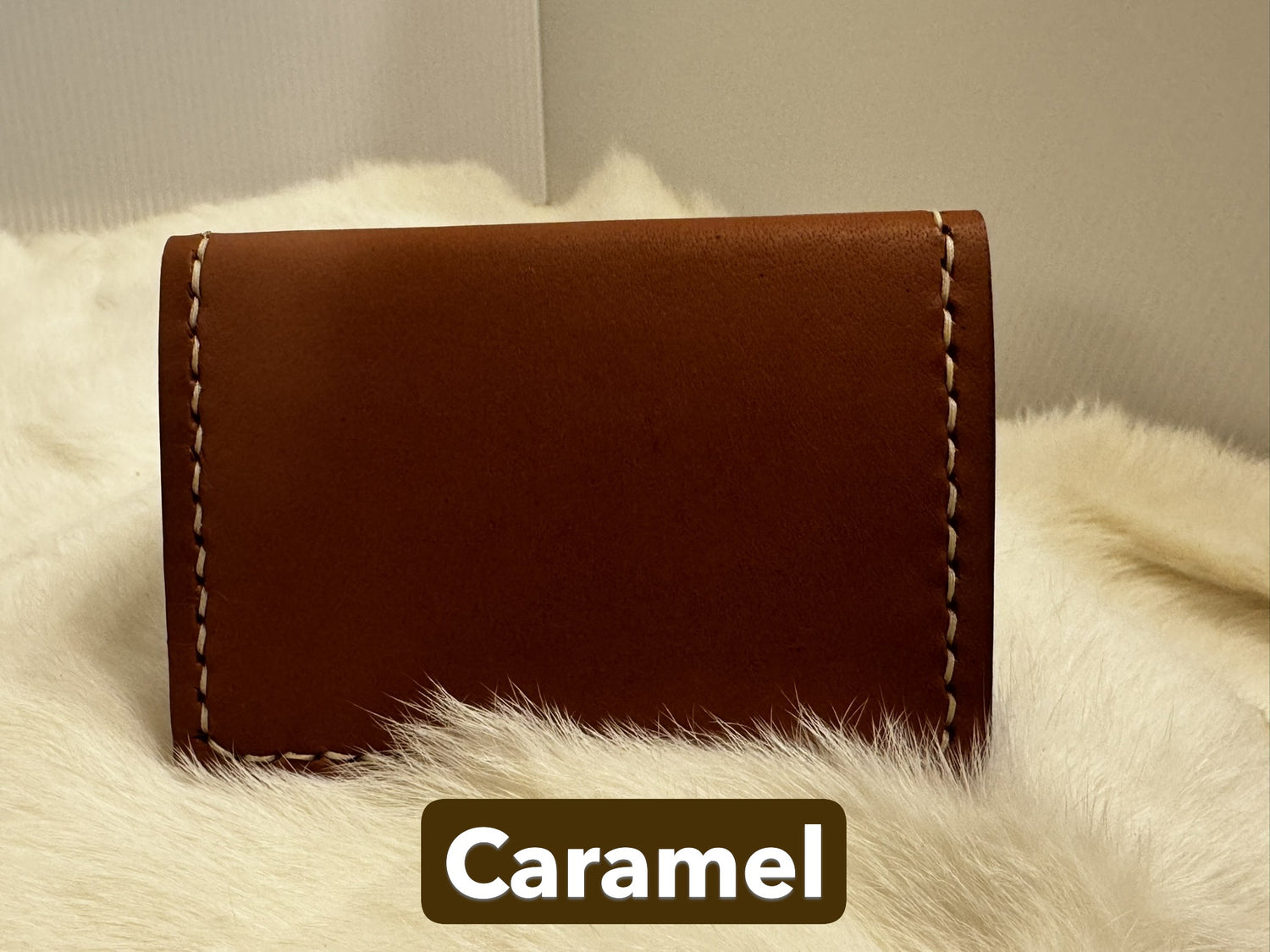 Handmade Folding Leather Card Wallet with Two Pockets Holding Six Cards or More plus Cash