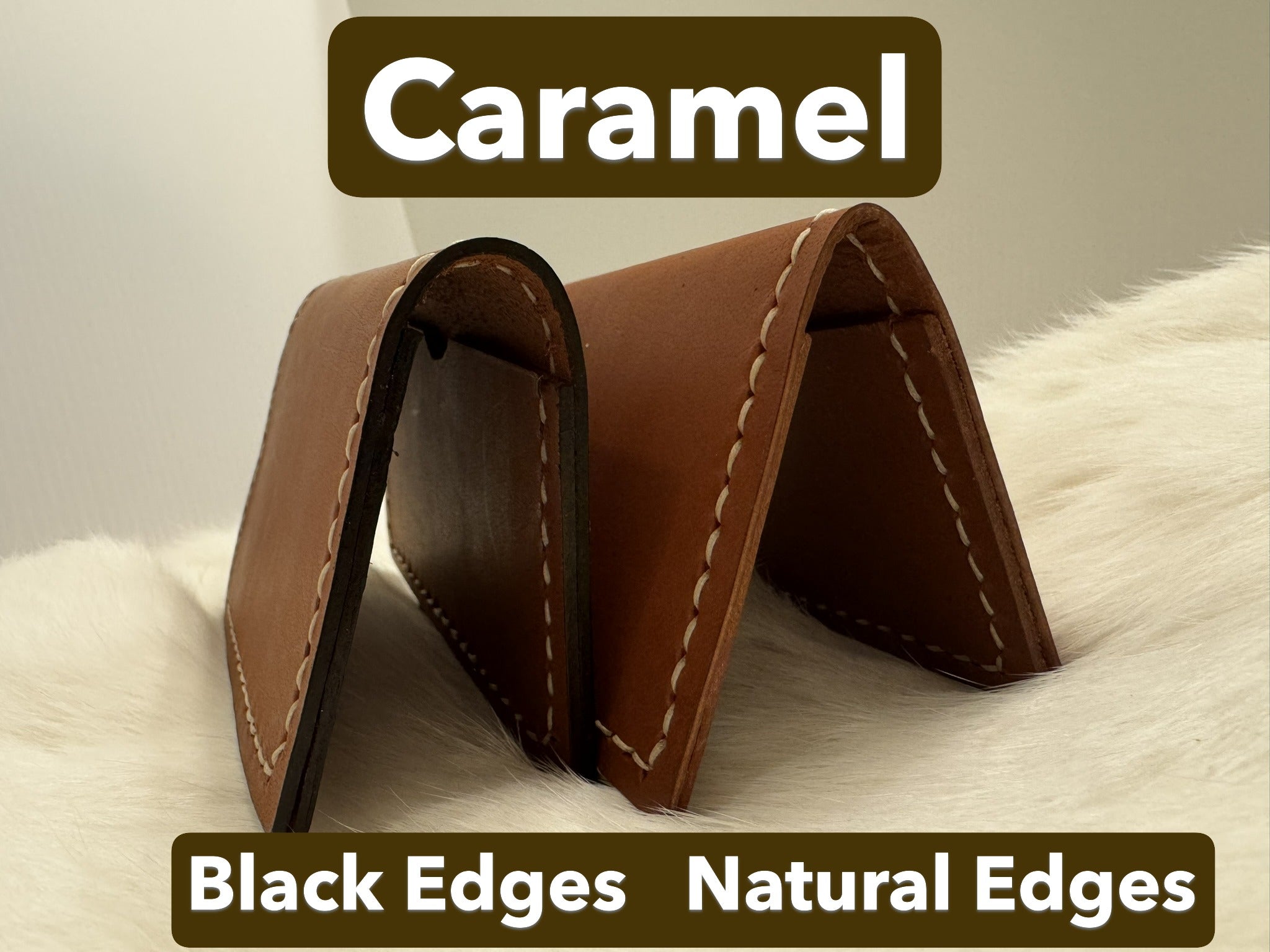 Handmade Folding Leather Card Wallet with Two Pockets Holding Six Cards or More plus Cash