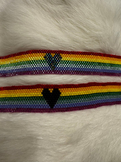 Rainbow Bracelet with Heart - Choose from Gold or Silver Plated Clasp