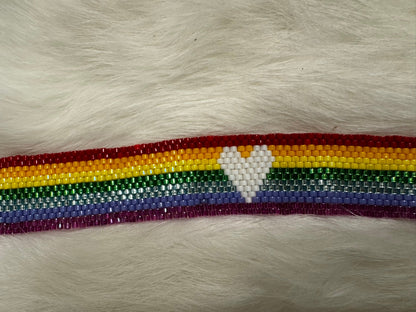 Rainbow Bracelet with Heart - Choose from Gold or Silver Plated Clasp