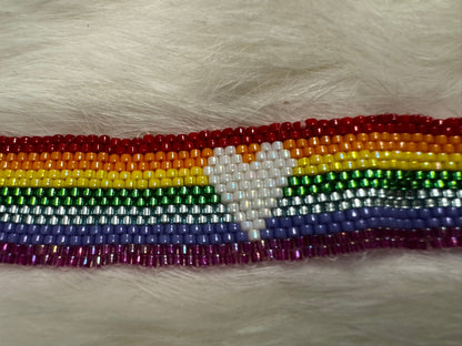 Rainbow Bracelet with Heart - Choose from Gold or Silver Plated Clasp