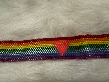Rainbow Bracelet with Heart - Choose from Gold or Silver Plated Clasp