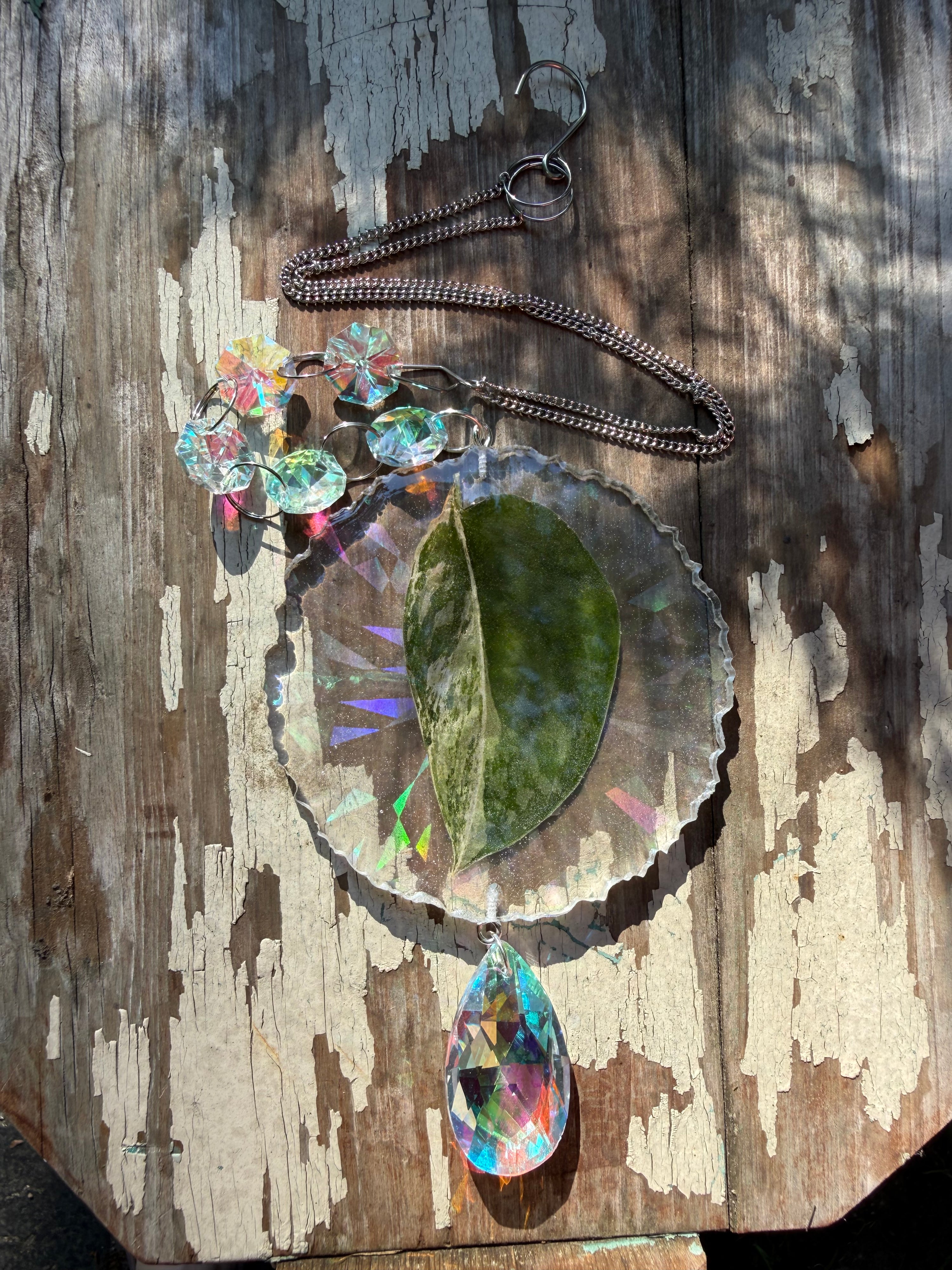 Leaf Suncatcher - Holo S. White Diamond