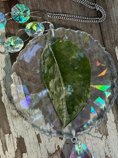 Leaf Suncatcher - Holo S. White Diamond