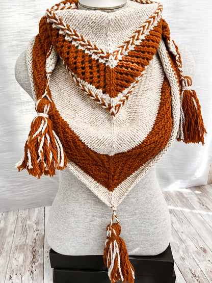 Boho Knitting Pattern: Tassel Shawl - DIGITAL DOWNLOAD