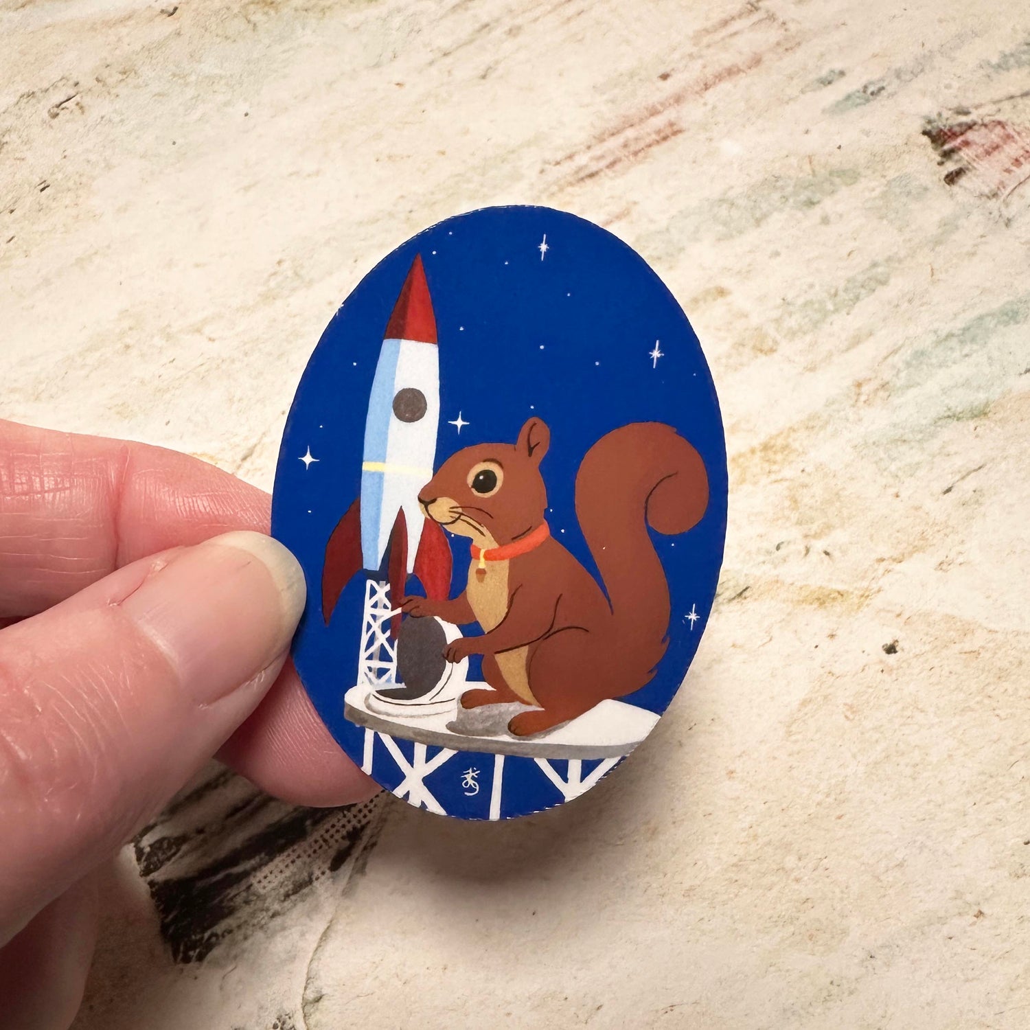 Space Squirrel Atomic Age Sticker, Vintage Style, Original Art Decal