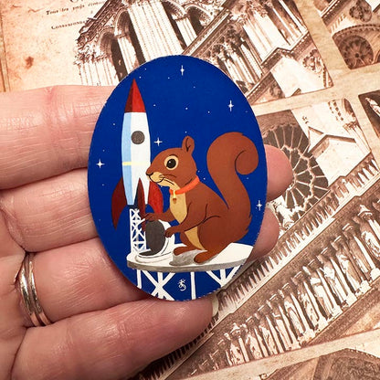 Space Squirrel Atomic Age Sticker, Vintage Style, Original Art Decal