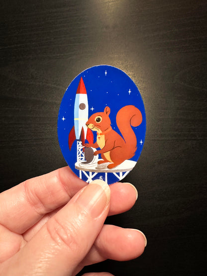 Space Squirrel Atomic Age Sticker, Vintage Style, Original Art Decal