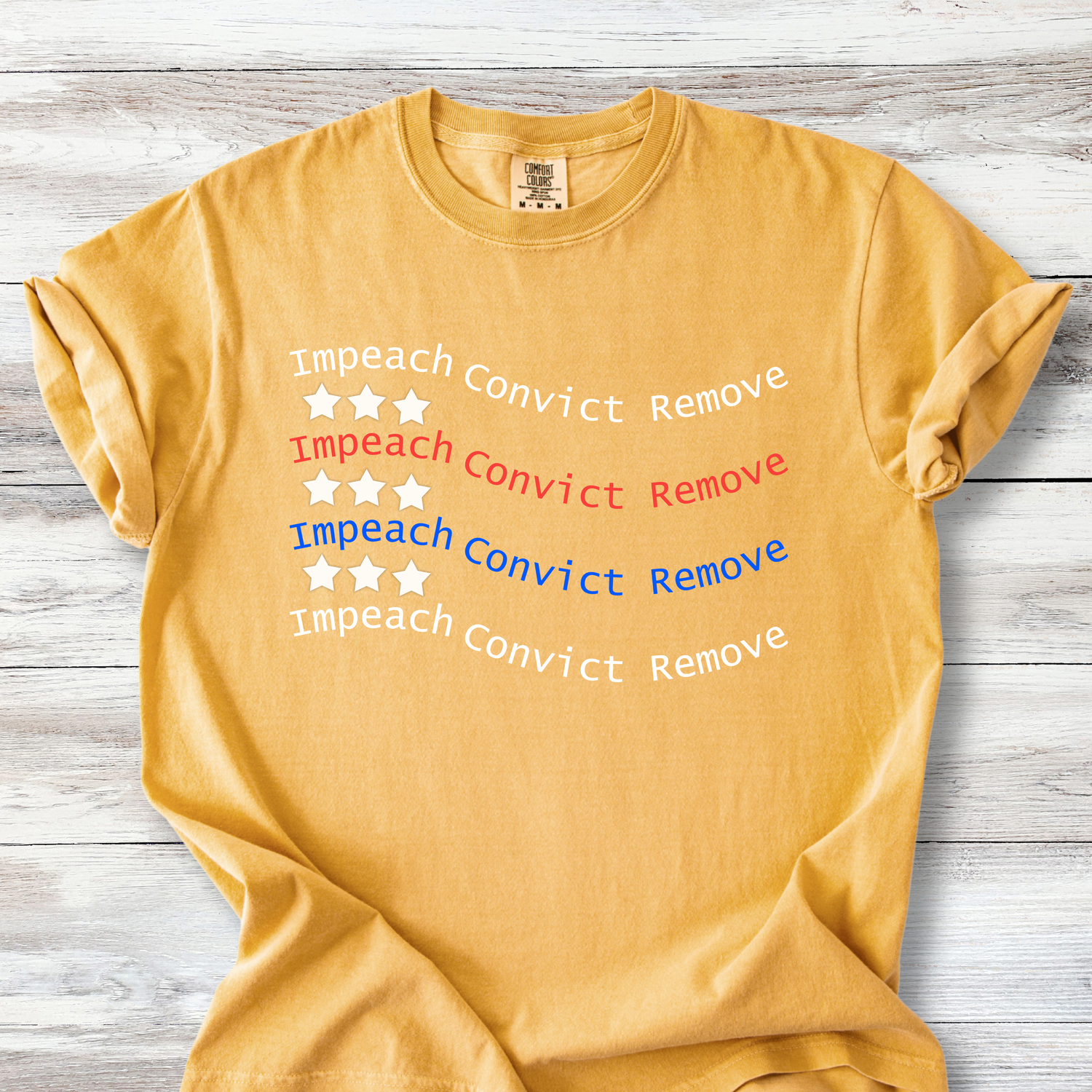 Political Tee Shirts: Impeach Convict Remove American Flag T-Shirt