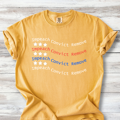 Political Tee Shirts: Impeach Convict Remove American Flag T-Shirt