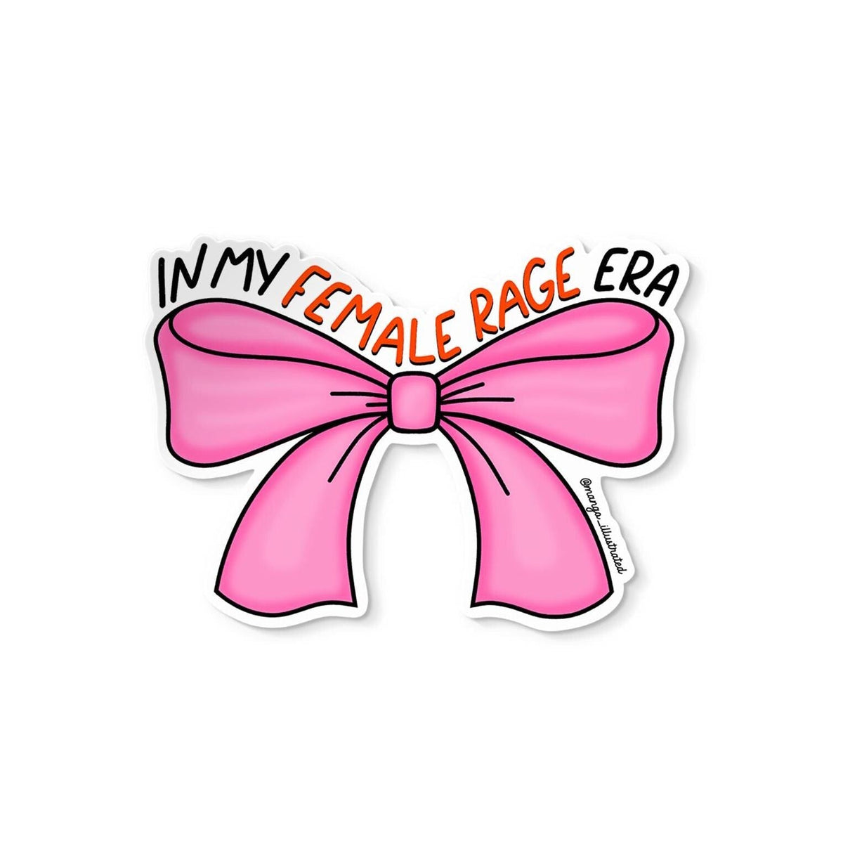 In my female rage era sticker flat lay — waterproof vinyl feminist water bottle sticker by indie artist MangoIllustrated