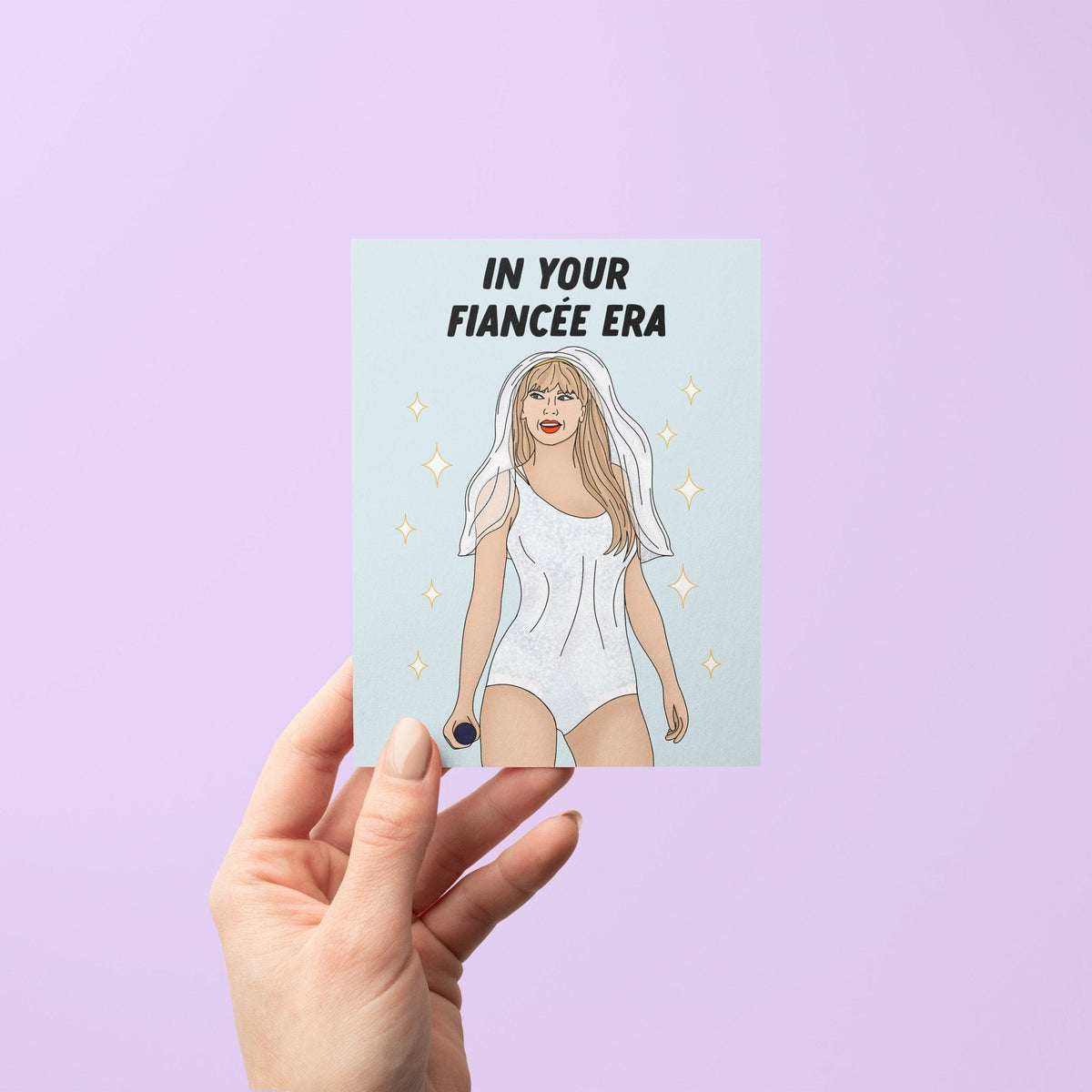 In Your Fiancee Era card with A2 kraft envelope — bridal shower and engagement card ready to mail by indie artist MangoIllustrated