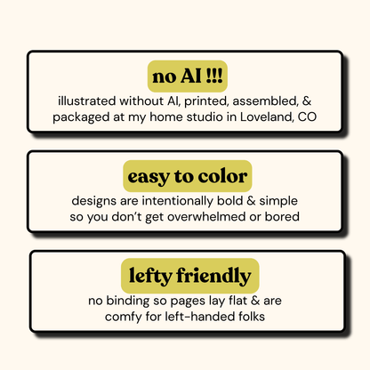 Describes product features: No, AI, easy to color, and lefty friendly.