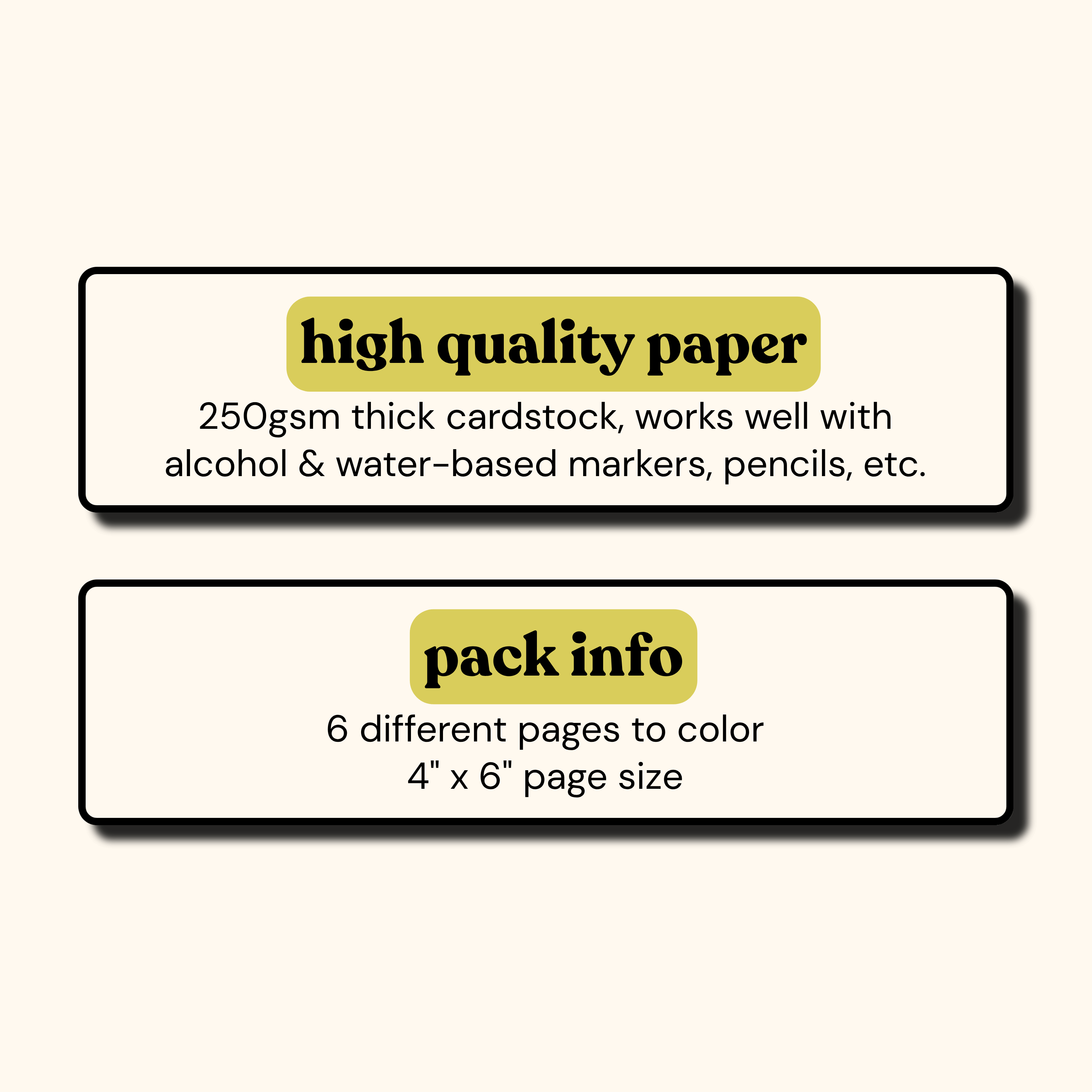 Describes product features: High quality four by six paper.