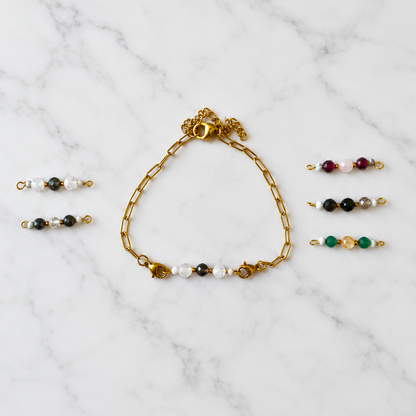 Complete Ritual Bracelet Set | Gold Chain &amp; 6 Interchangeable Crystal Bars