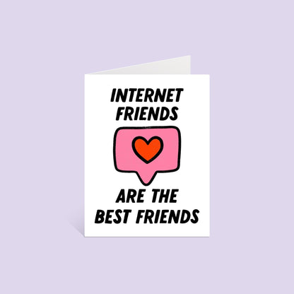 Internet friends greeting card flat lay — funny long distance friendship card by indie artist MangoIllustrated
