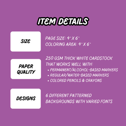 Mini Coloring Pages Pack: "I&