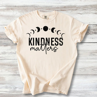 Kindness Matters T-Shirt, Moon Phases Celestial Design, Witchy Positivity Tee
