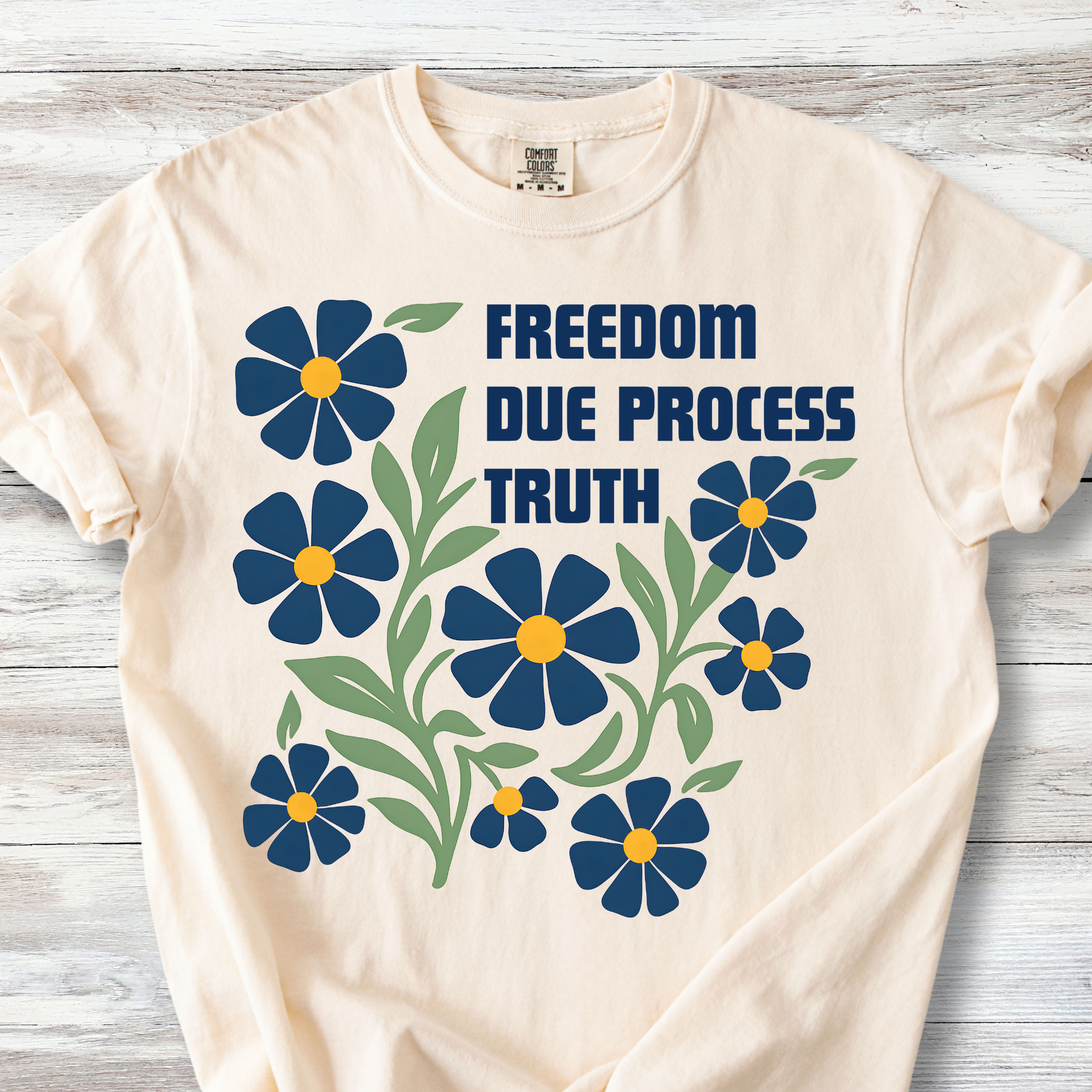 Subtle FDT, Freedom Due Process Floral T-Shirt, Constitutional Rights Tee