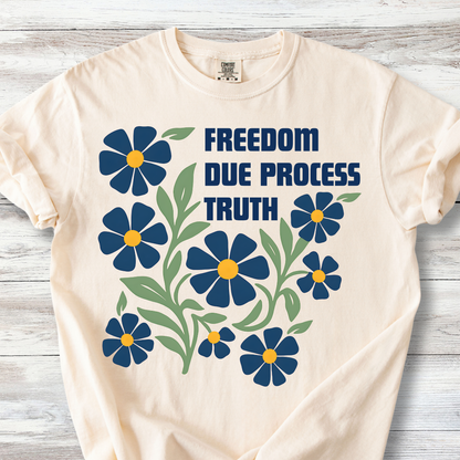 Subtle FDT, Freedom Due Process Floral T-Shirt, Constitutional Rights Tee