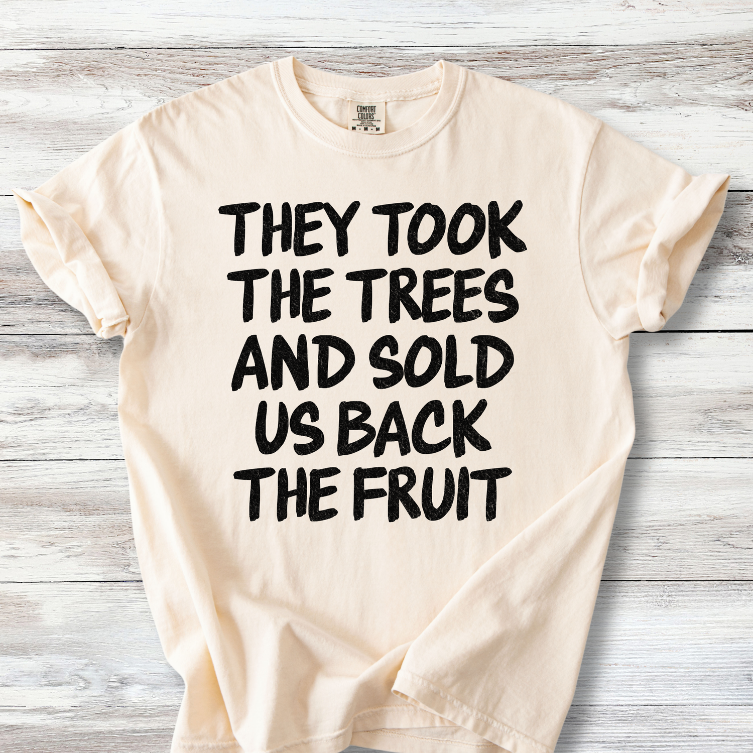 Political Protest Tshirt, They Took the Trees and Sold Us Back the Fruit