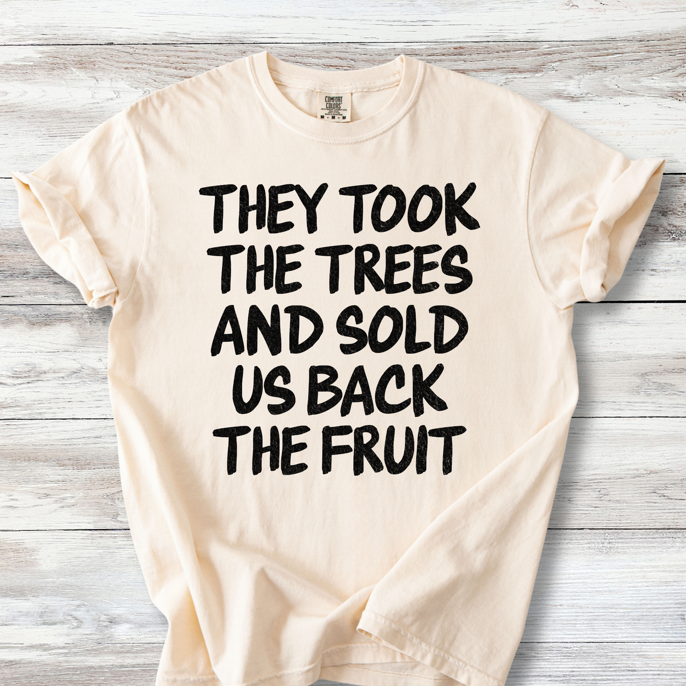 Political Protest Tshirt, They Took the Trees and Sold Us Back the Fruit