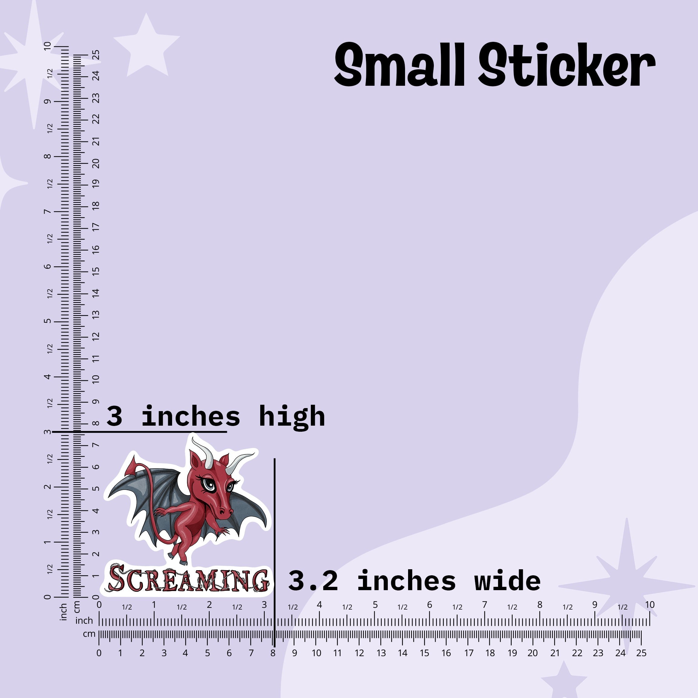 Small Jersey Devil sticker measured at 3 inches high and 3.2 inches wide