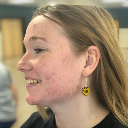 Kansas State Sunflower Dangle Earrings - Stud - Cate&