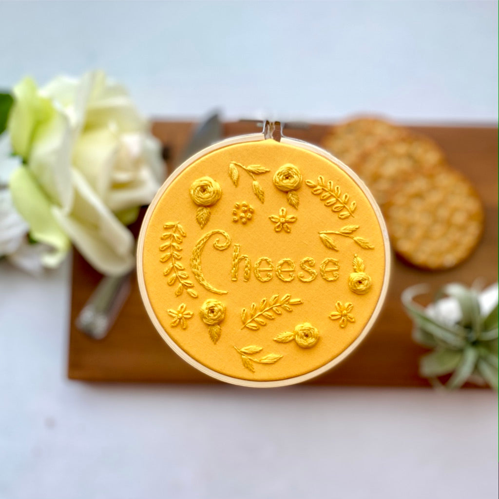 Cheese monochrome embroidery // PDF Pattern Download 4" Hoop