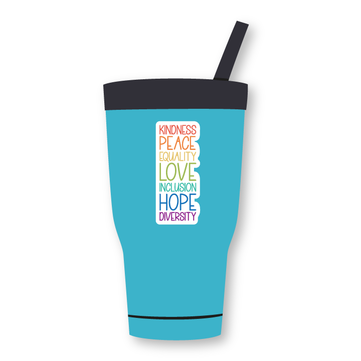 Kindness, peace, equality sticker
