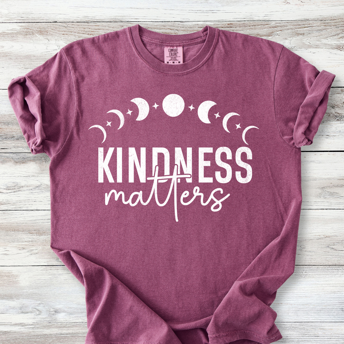 Kindness Matters T-Shirt, Moon Phases Celestial Design, Witchy Positivity Tee