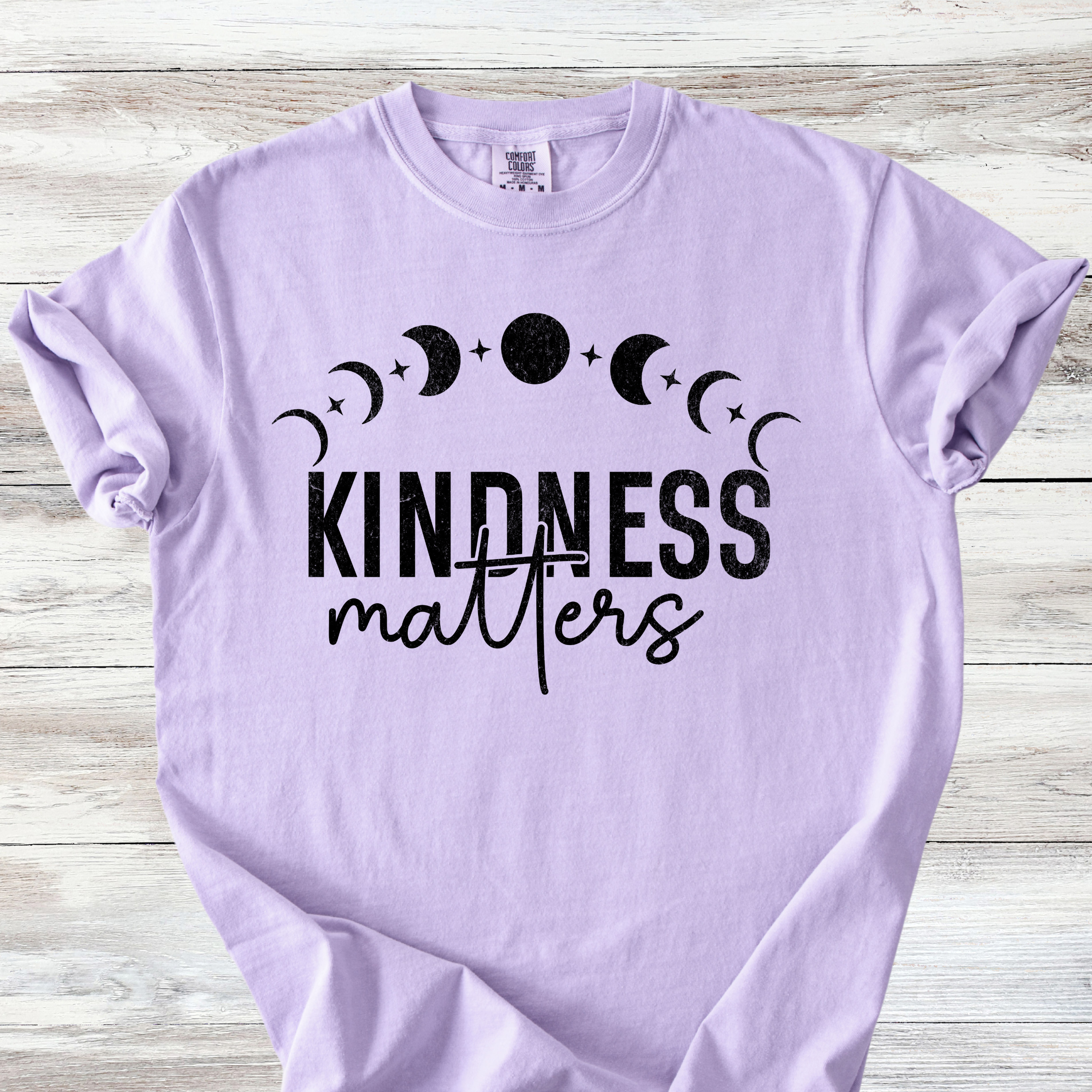 Kindness Matters T-Shirt, Moon Phases Celestial Design, Witchy Positivity Tee